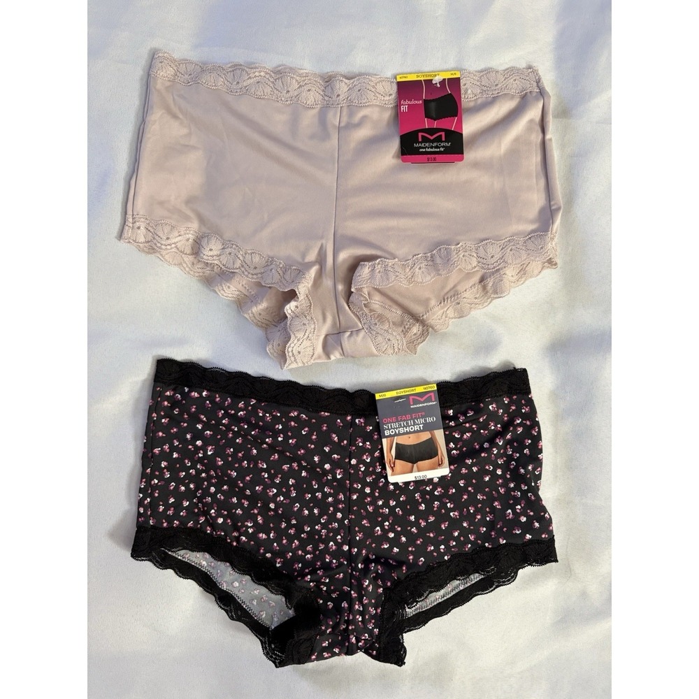 NEW Maidenform One Fab Fit Boyshort Panty 40760 Multicolor Women's Medium 2 Pair